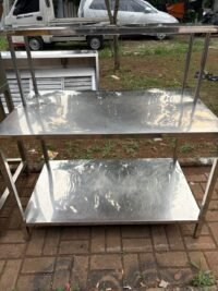 meja stainless 2 susun + upper ukuran 120x70x85