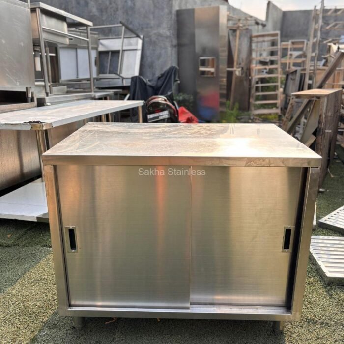 Meja kabinet pintu sliding stainless Ukuran 100x70x85
