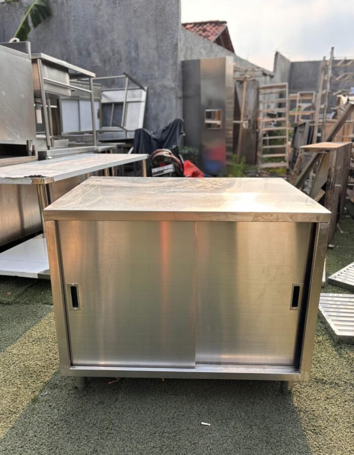 Meja kabinet pintu sliding stainless Ukuran 100x70x85