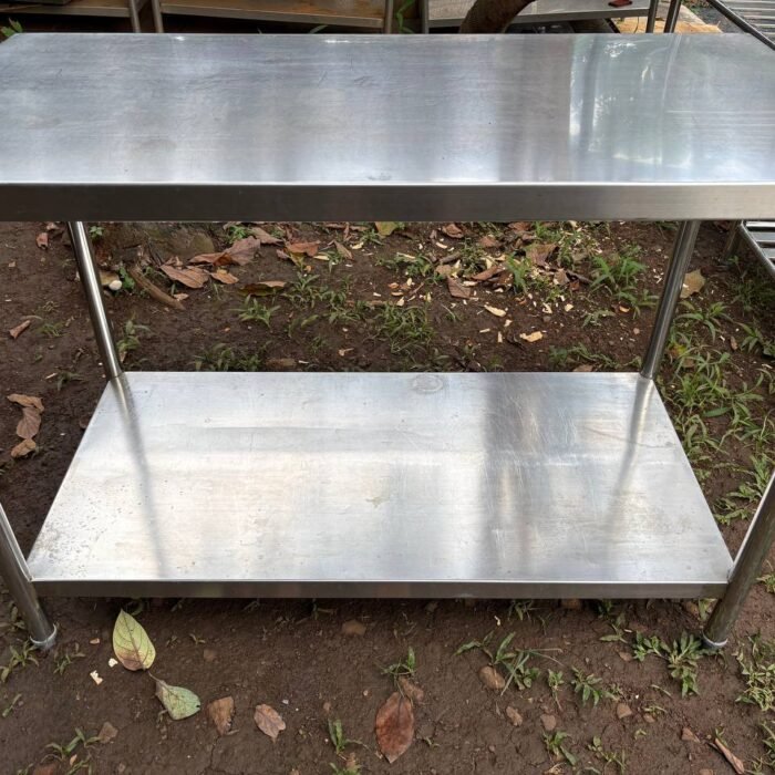 meja stainless 2 susun ukuran 120x60x85
